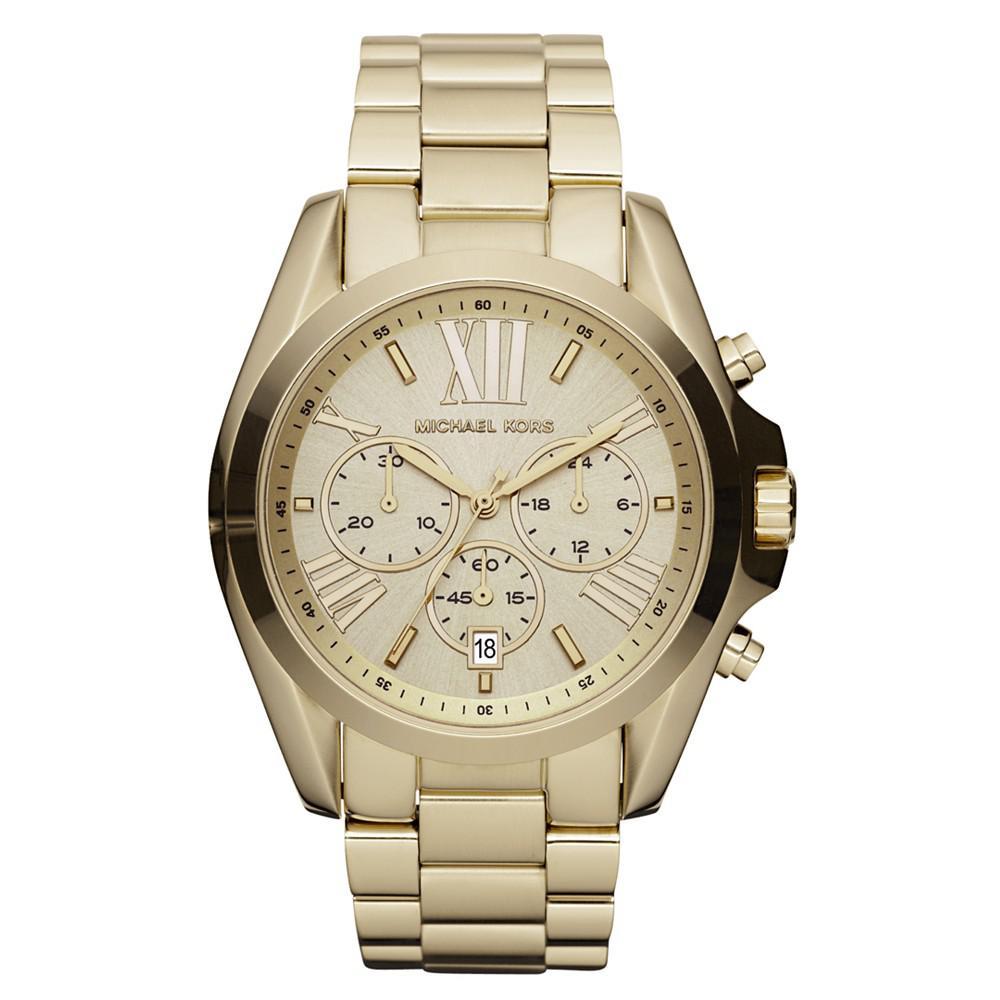 商品Michael Kors|Women's Chronograph Bradshaw Gold-Tone Stainless Steel Bracelet Watch 43mm MK5605,价格¥2043,第1张图片