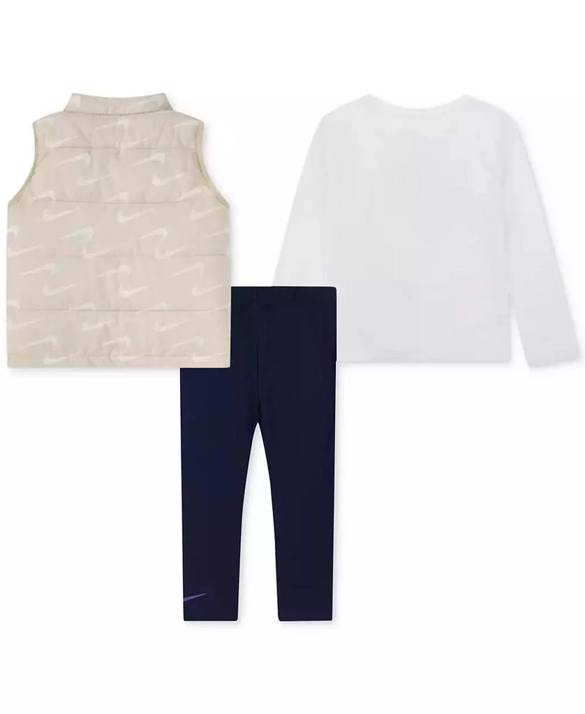 商品NIKE|Toddler Girls New Impressions Vest, Logo T-Shirt & Ribbed Leggings, 3 Piece Set,价格¥387,第2张图片详细描述