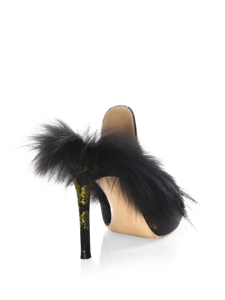 商品Gianvito Rossi|Fox Fur & Satin Peep 穆勒鞋,价格¥3731,第2张图片详细描述