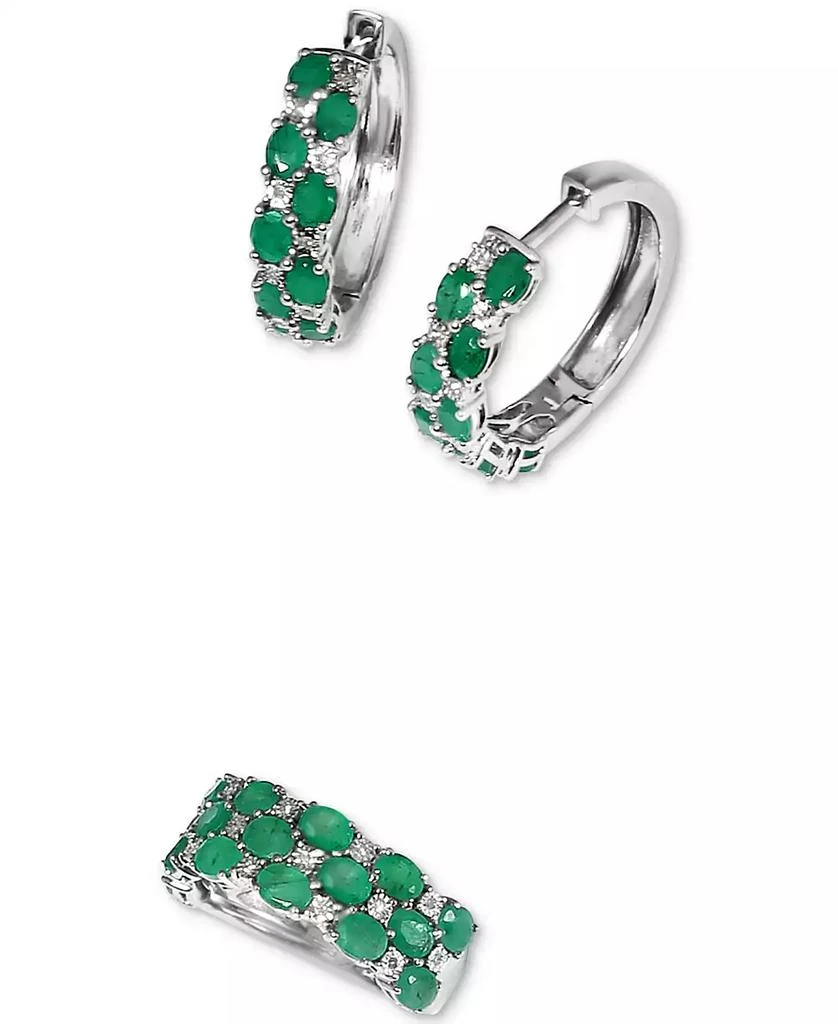 商品Effy|EFFY® Emerald & Diamond Small Earrings in Sterling Silver (Also available in Sapphire and Ruby),价格¥1215,第4张图片详细描述