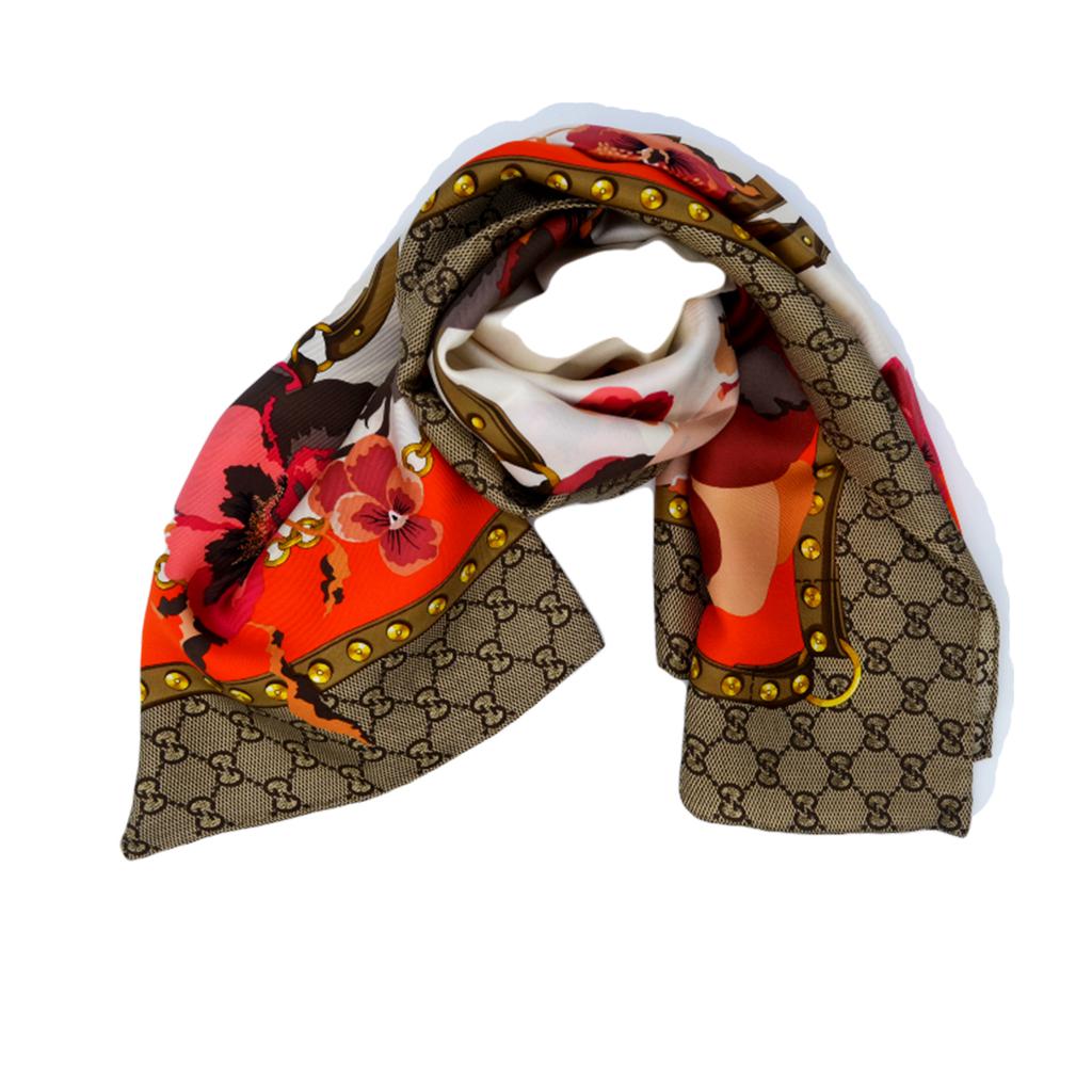 Gucci 古驰GG花朵印花围巾商品第1张图片规格展示