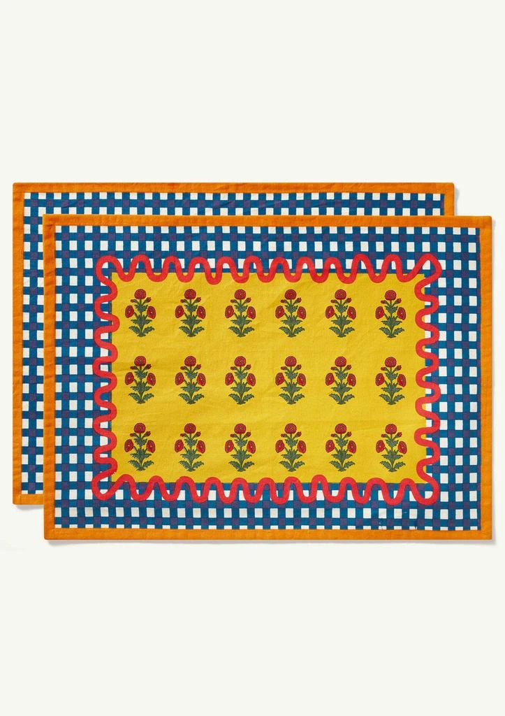 商品Rhode|Placemat Set of 2 | Poppy Blue Squiggle,价格¥141,第1张图片