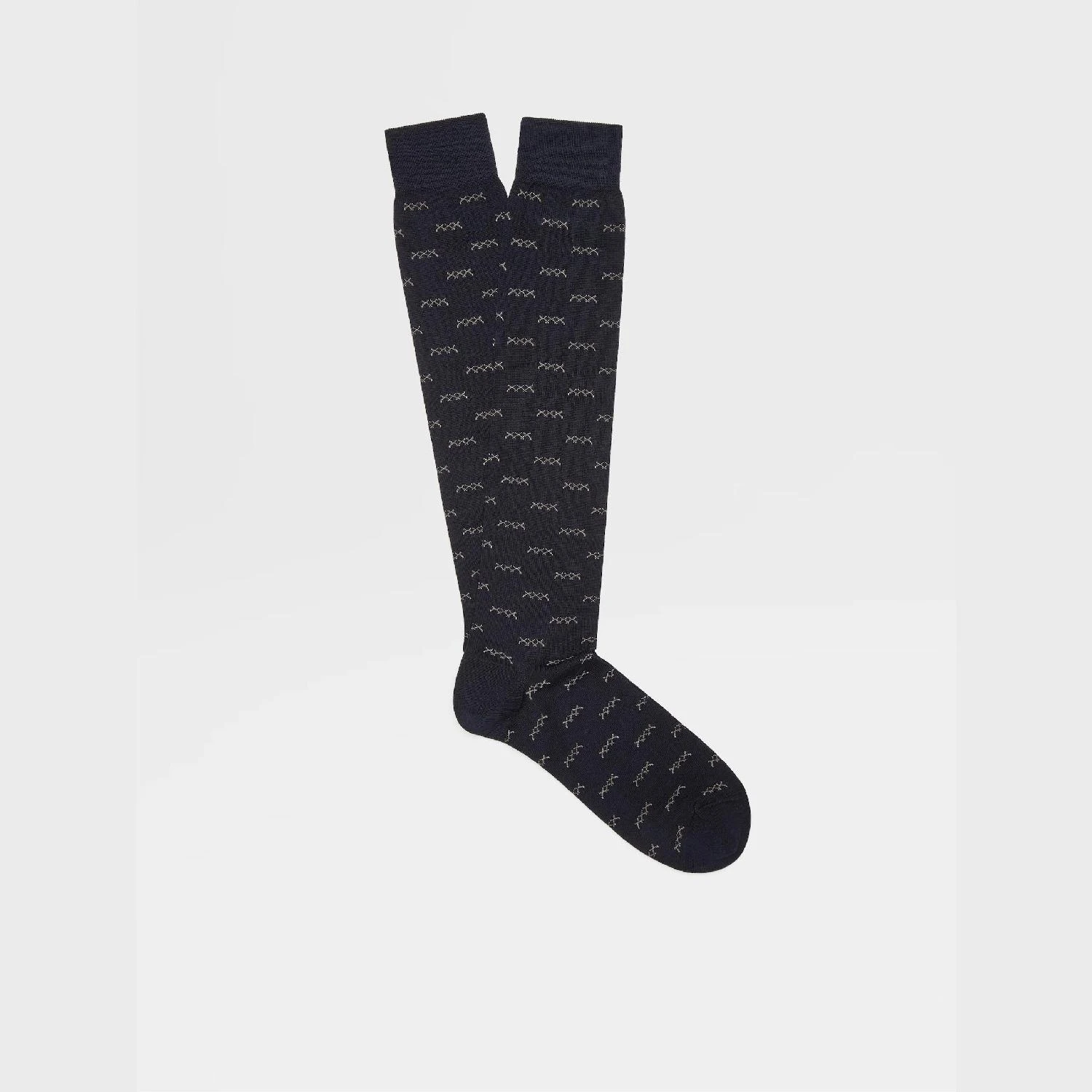 商品Zegna|包邮包税【预售7天发货】 ZEGNA杰尼亚 23秋冬 男士 袜子 Navy Blue Iconic Triple X Mid Calf Socks N5V40-525-409,价格¥512,第1张图片