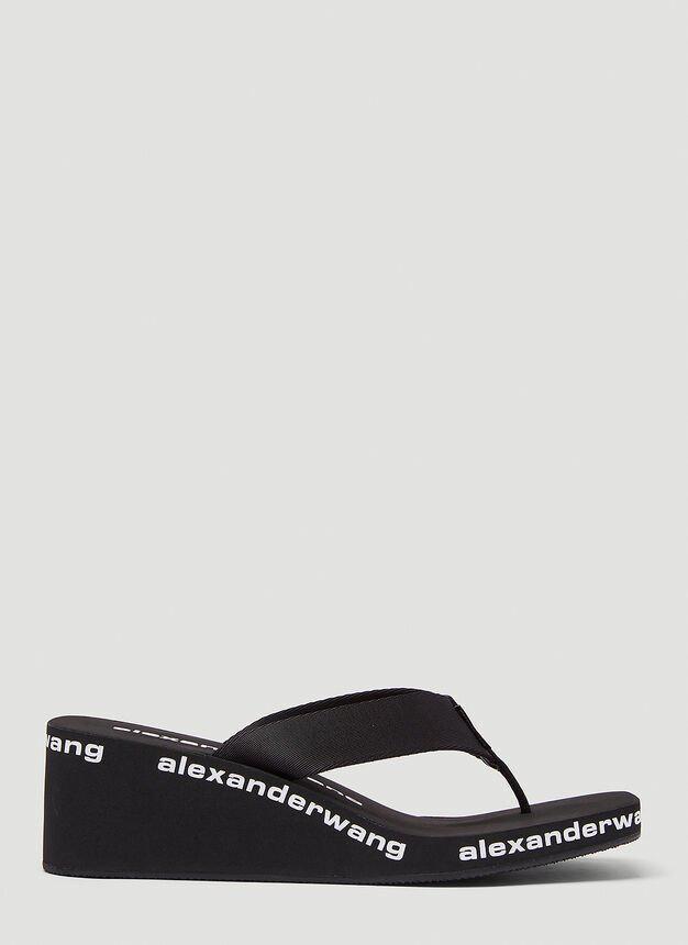 商品Alexander Wang|Logo Wedge Sandals in Black,价格¥1110,第1张图片