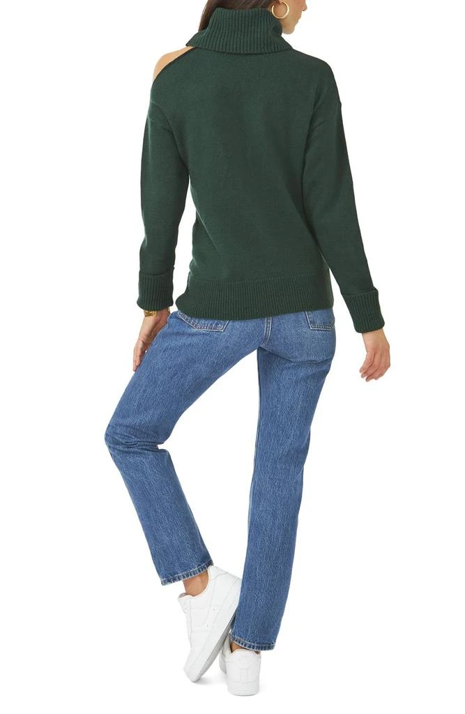 Cut Out Shoulder Turtleneck Smog Yarn Sweater 商品