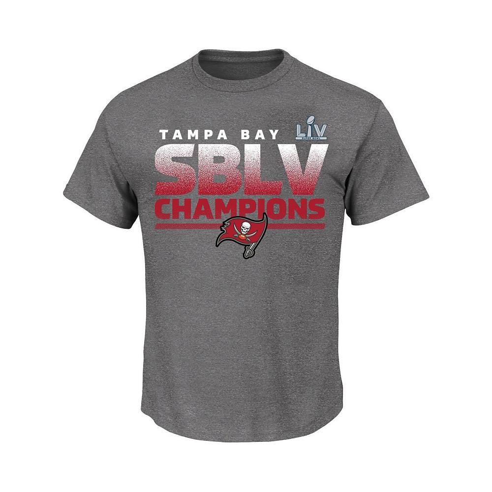商品Fanatics|Men's Heathered Gray Tampa Bay Buccaneers Super Bowl LV Champions Big and Tall Kickoff T-shirt,价格¥209,第1张图片