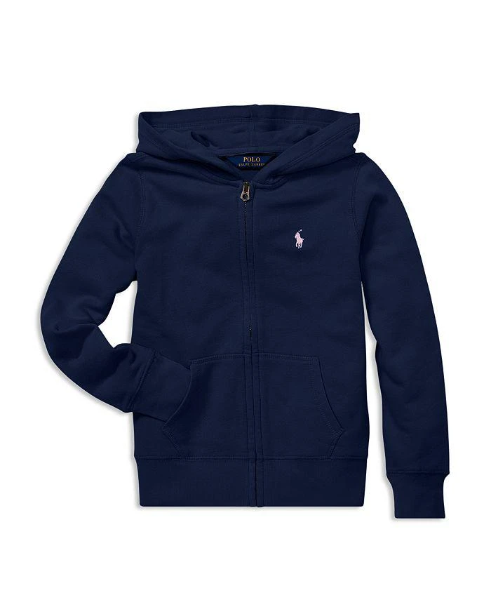 商品Ralph Lauren|Girls' French Terry Zip-Up Hoodie - Little Kid, Big Kid,价格¥367,第1张图片