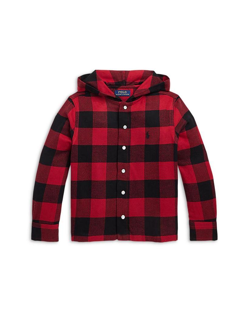 商品Ralph Lauren|Boys' Buffalo Check Twill Hooded Shirt - Little Kid, Big Kid,价格¥598-¥639,第1张图片
