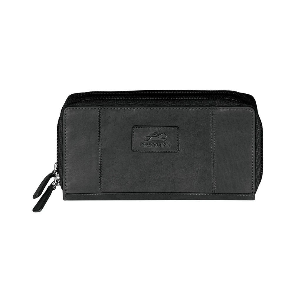 商品Mancini Leather Goods|Casablanca Collection RFID Secure Double Zipper Wallet,价格¥808,第1张图片