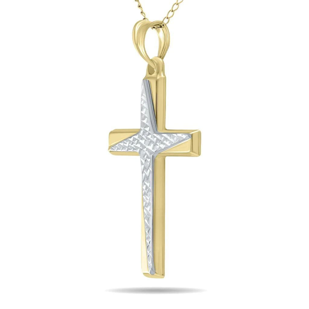 商品Monary|10K Yellow Gold Cross Pendant With Rhodium Polish Accents,价格¥1470,第2张图片详细描述