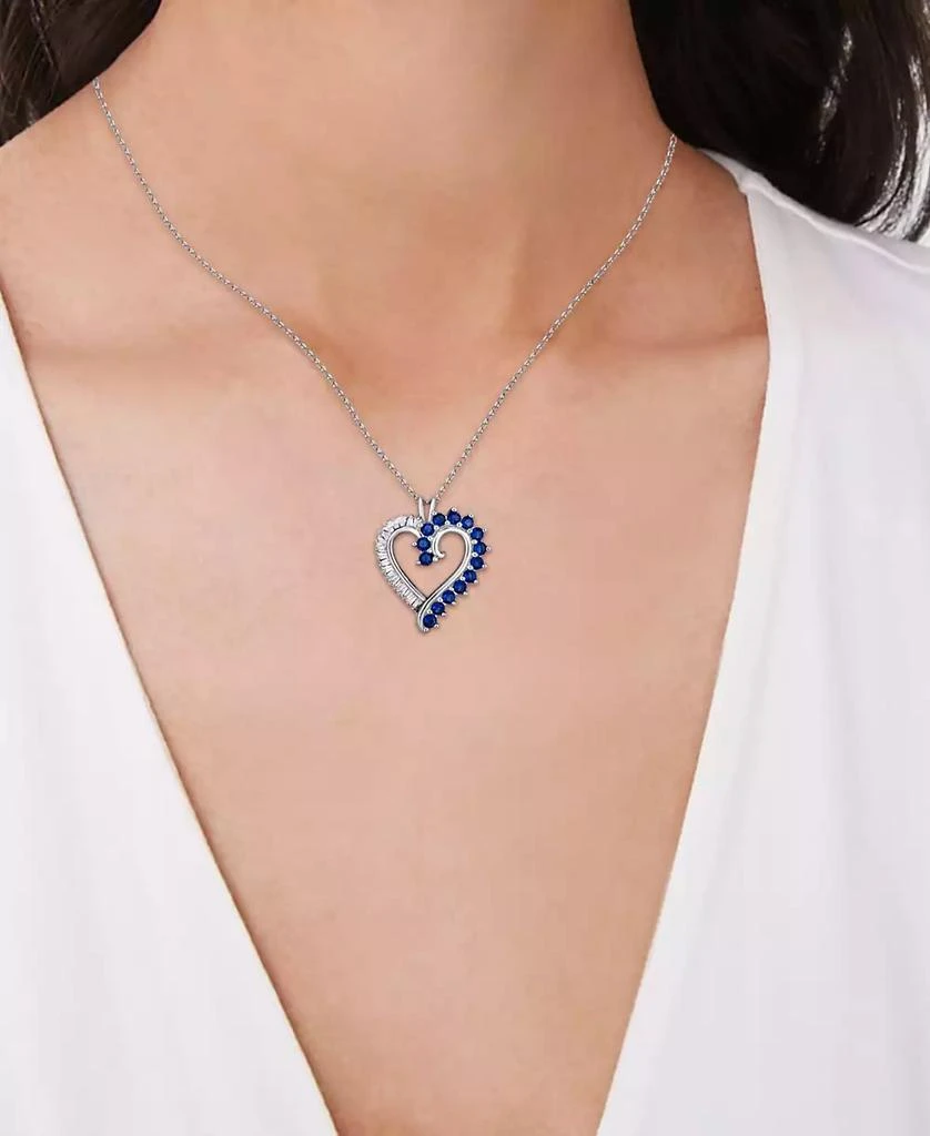 商品Macy's|Simulated Sapphire Baguette and Cubic Zirconia Heart Pendant (Also in Amethyst),价格¥113,第2张图片详细描述