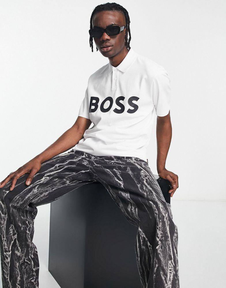 商品Hugo Boss|BOSS Casual PeBigLogo large logo short sleeve polo in white,价格¥690,第4张图片详细描述