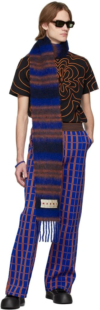 商品Marni|Blue Alpaca Stripe Scarf,价格¥1365,第2张图片详细描述