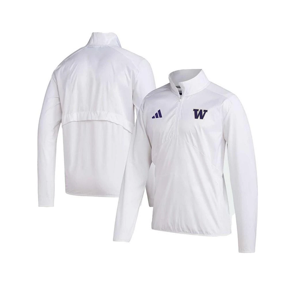 商品Adidas|Men's White Washington Huskies Sideline AEROREADY Raglan Sleeve Quarter-Zip Jacket,价格¥636,第1张图片