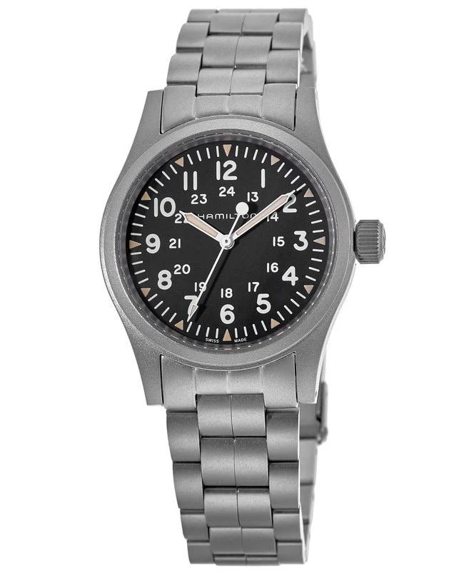 商品Hamilton|Hamilton Khaki Field Mechanical Manual Winding Black Dial Steel Men's Watch H69439131,价格¥4285,第1张图片