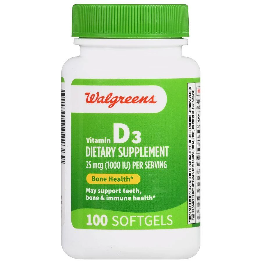 商品Walgreens|Vitamin D3 25 mcg Softgels (100 days),价格¥76,第2张图片详细描述