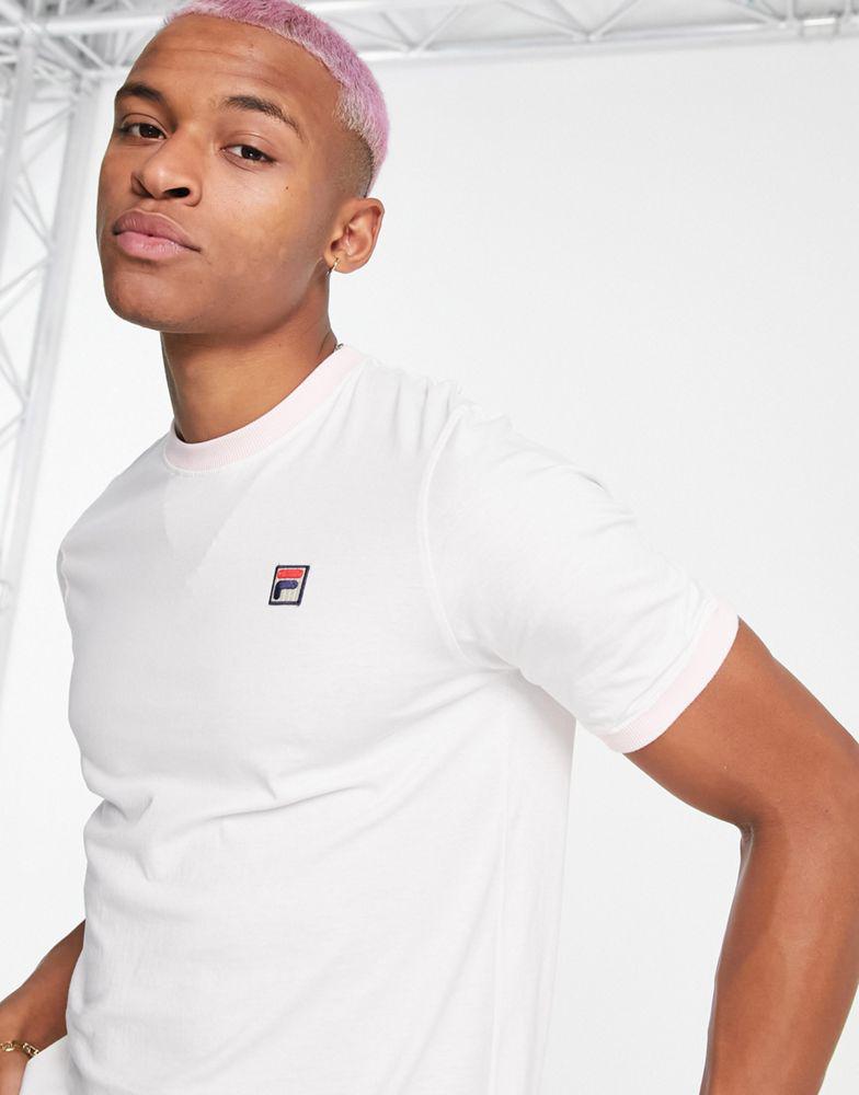 Fila t-shirt with logo in ecru and pink商品第1张图片规格展示