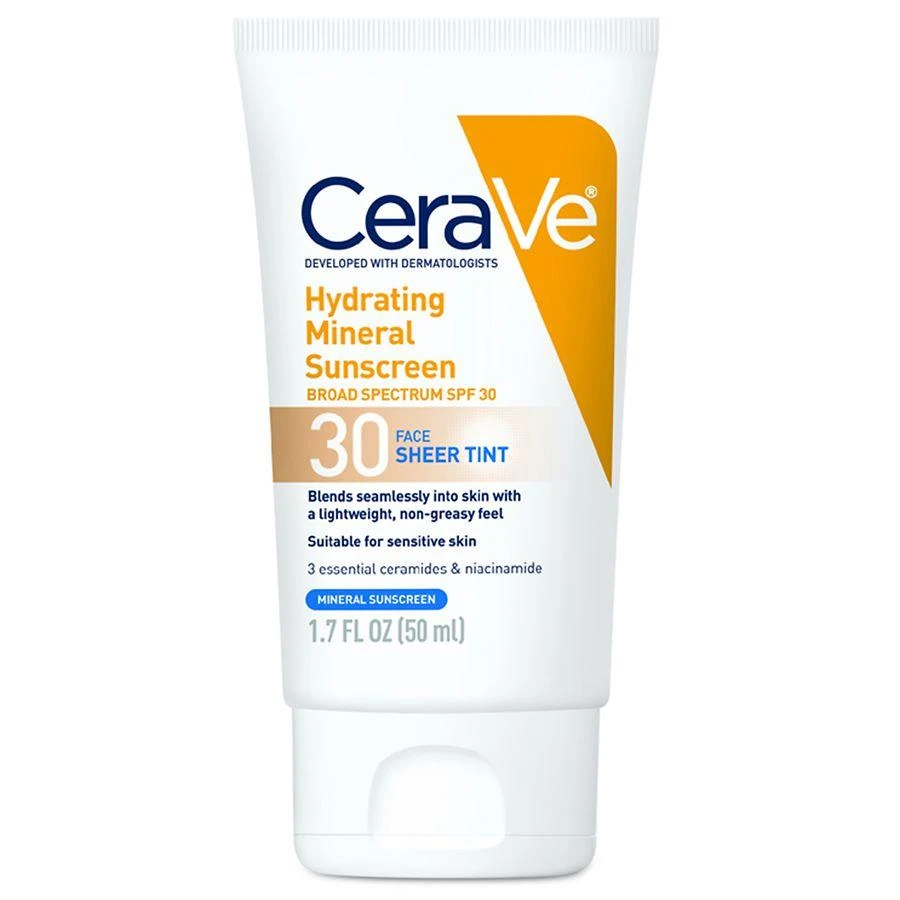 商品CeraVe|Hydrating Mineral Sunscreen SPF 30 for Face with Sheer Tint,价格¥159,第1张图片