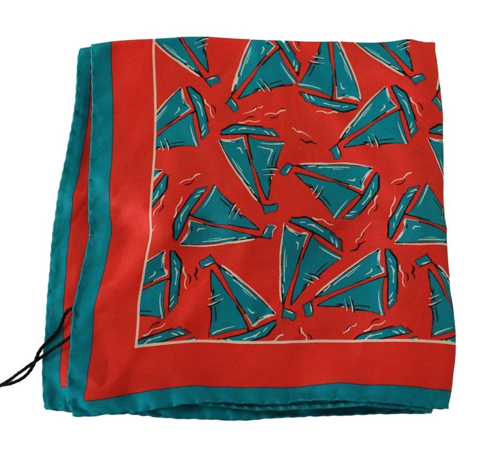 商品Dolce & Gabbana|Dolce & Gabbana Orange Boat Print Silk Square Handkerchief Scarf,价格¥926,第2张图片详细描述