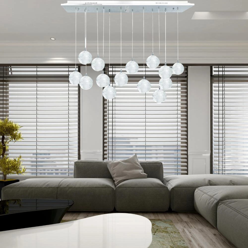 商品Finesse Decor|14 light Crystal Spheres Chandelier  // Rectangular Chrome Canopy,价格¥8142,第1张图片