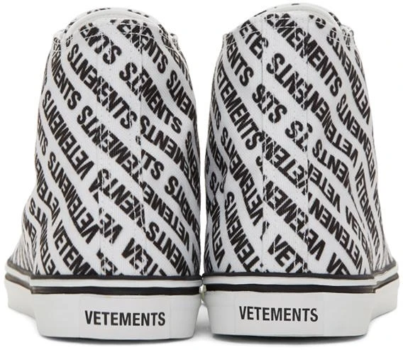 商品Vetements|White & Black Canvas Logo High-Top Sneakers,价格¥6228,第4张图片详细描述