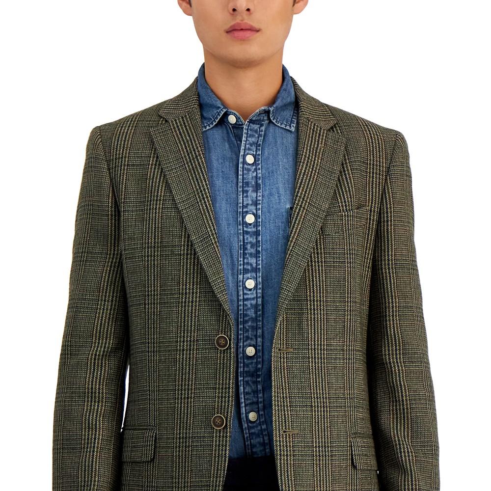 Men's Modern-Fit Plaid Herringbone Tweed Sport Coat商品第4张图片规格展示