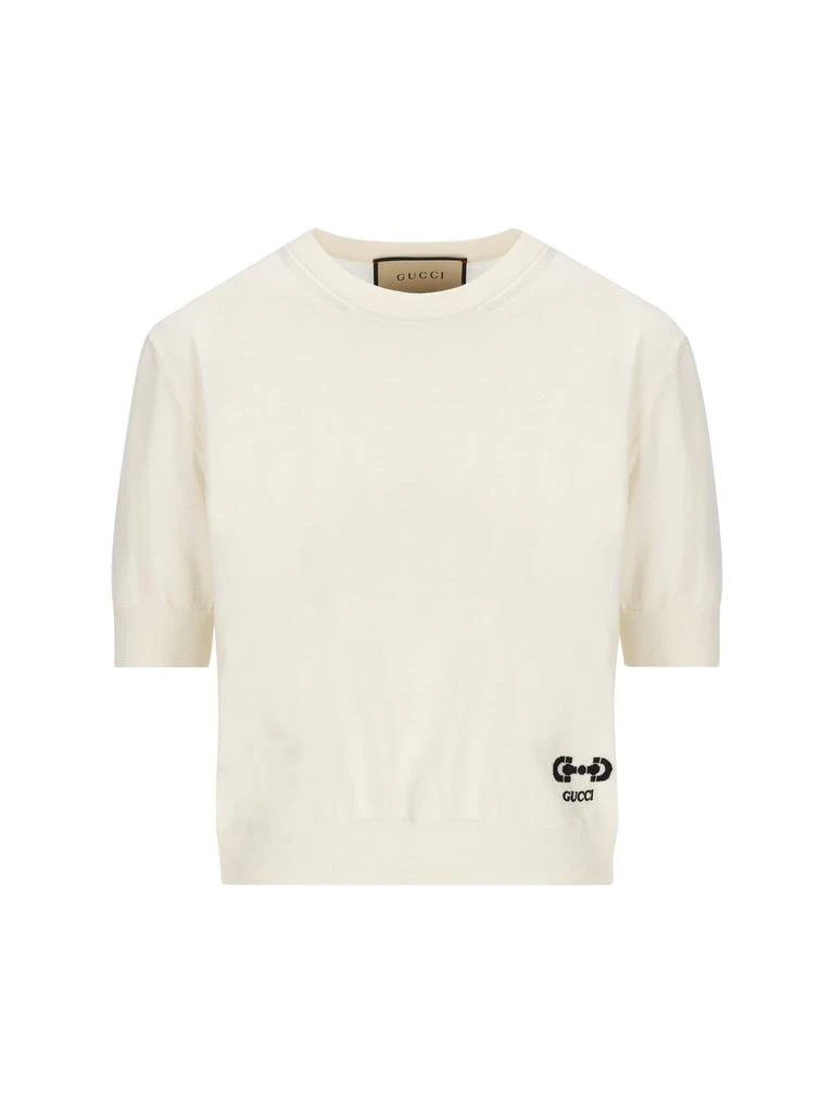 商品Gucci|Gucci Horsebit Logo Knit Short-Sleeved T-Shirt,价格¥7529,第1张图片