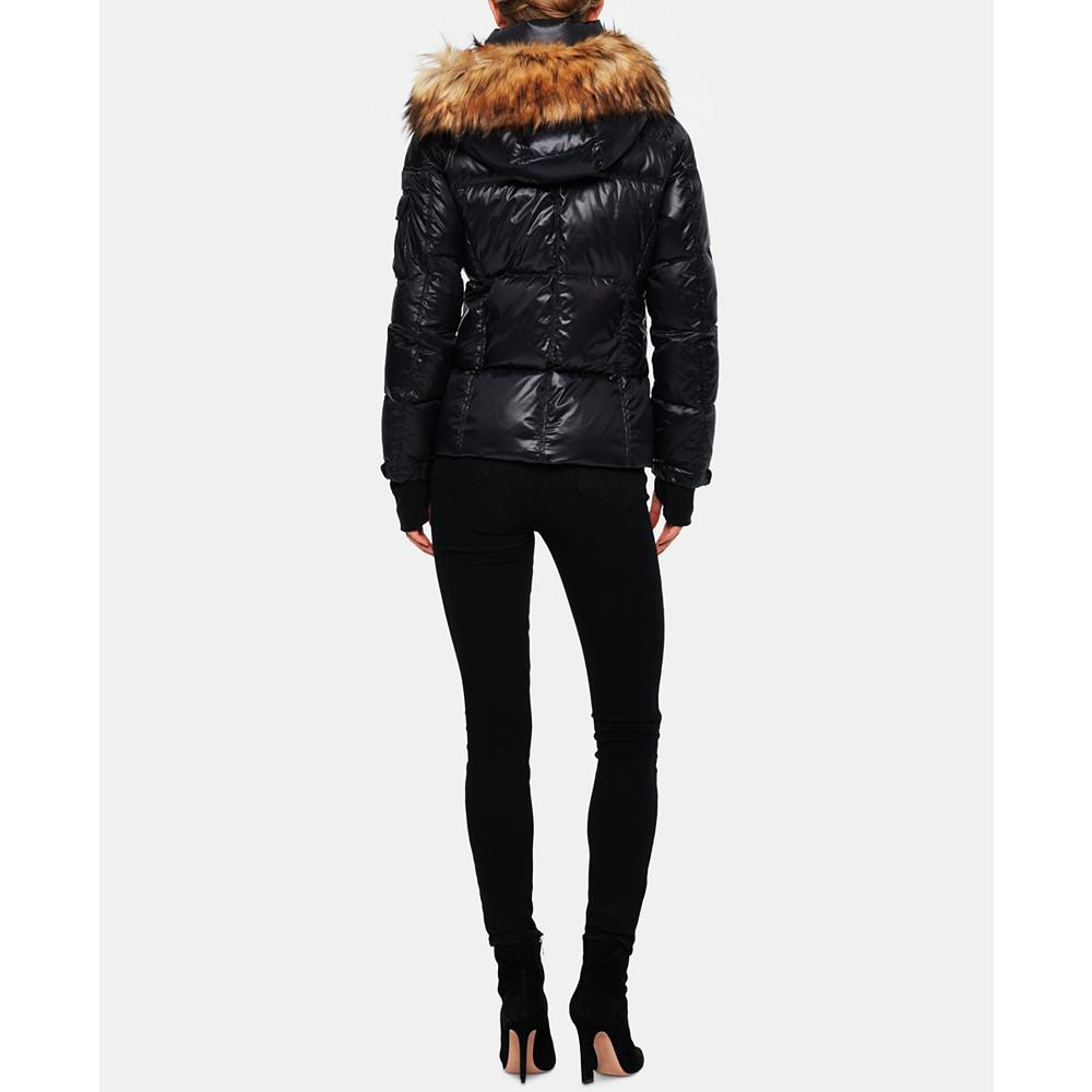 Women's Allie Faux-Fur-Trim Hooded Down Puffer Coat商品第4张图片规格展示