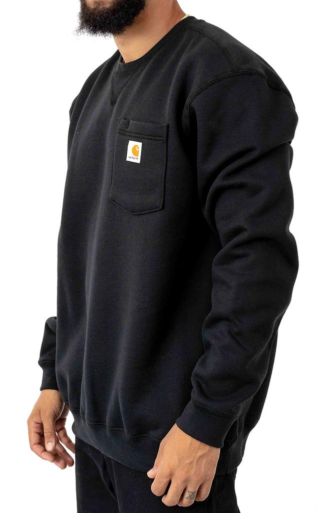 (103852) Crewneck Pocket Sweatshirt - Black商品第2张图片规格展示