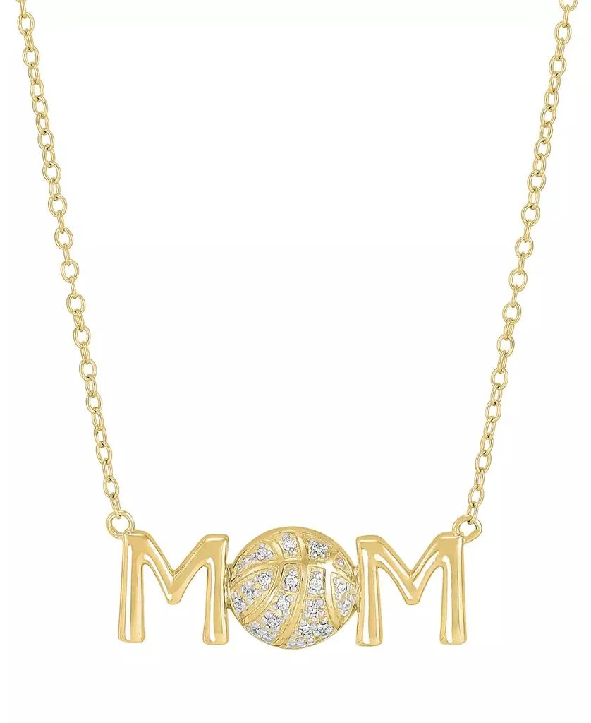 商品Macy's|Diamond Basketball Mom Pendant Necklace (1/20 ct. t.w.) in Sterling Silver or 14k Gold-Plated Sterling Silver, 16" + 2" extender,价格¥654,第1张图片