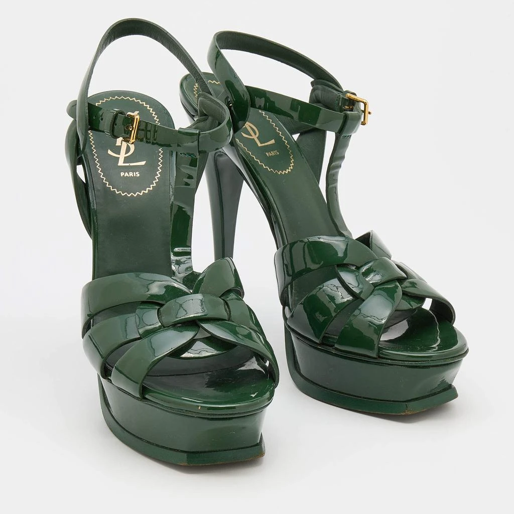 商品[二手商品] Yves Saint Laurent|Yves Saint Laurent Green Patent Leather Tribute Platform Sandals Size 40,价格¥3472,第4张图片详细描述