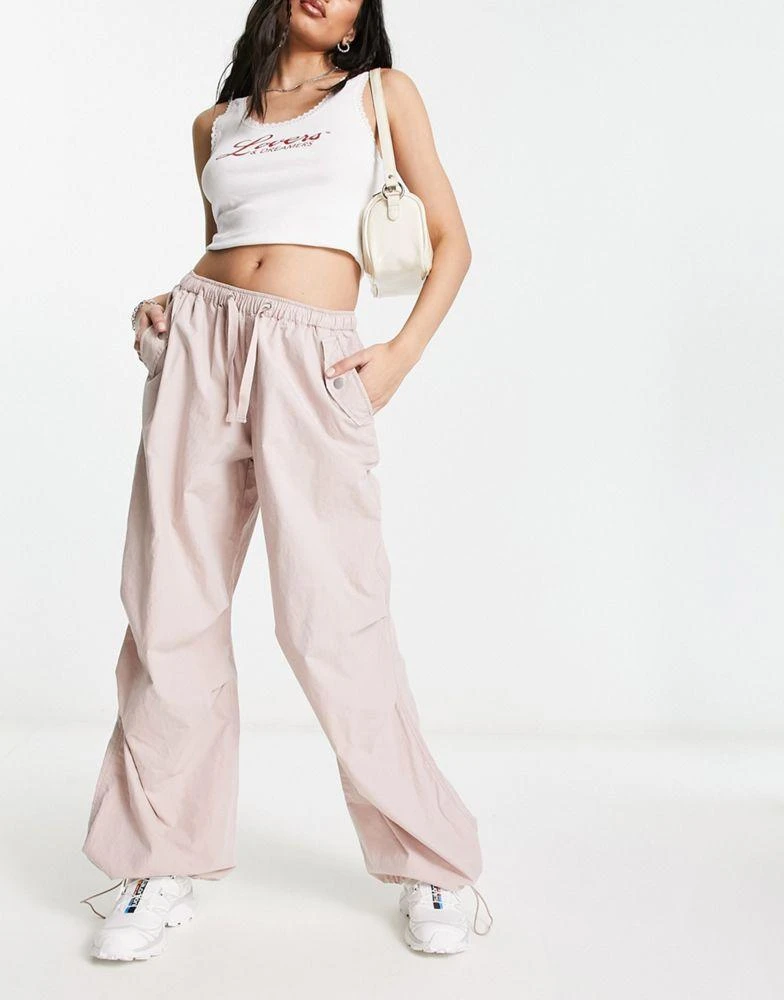 商品ASOS|ASOS DESIGN parachute cargo trouser in washed blush,价格¥360,第1张图片