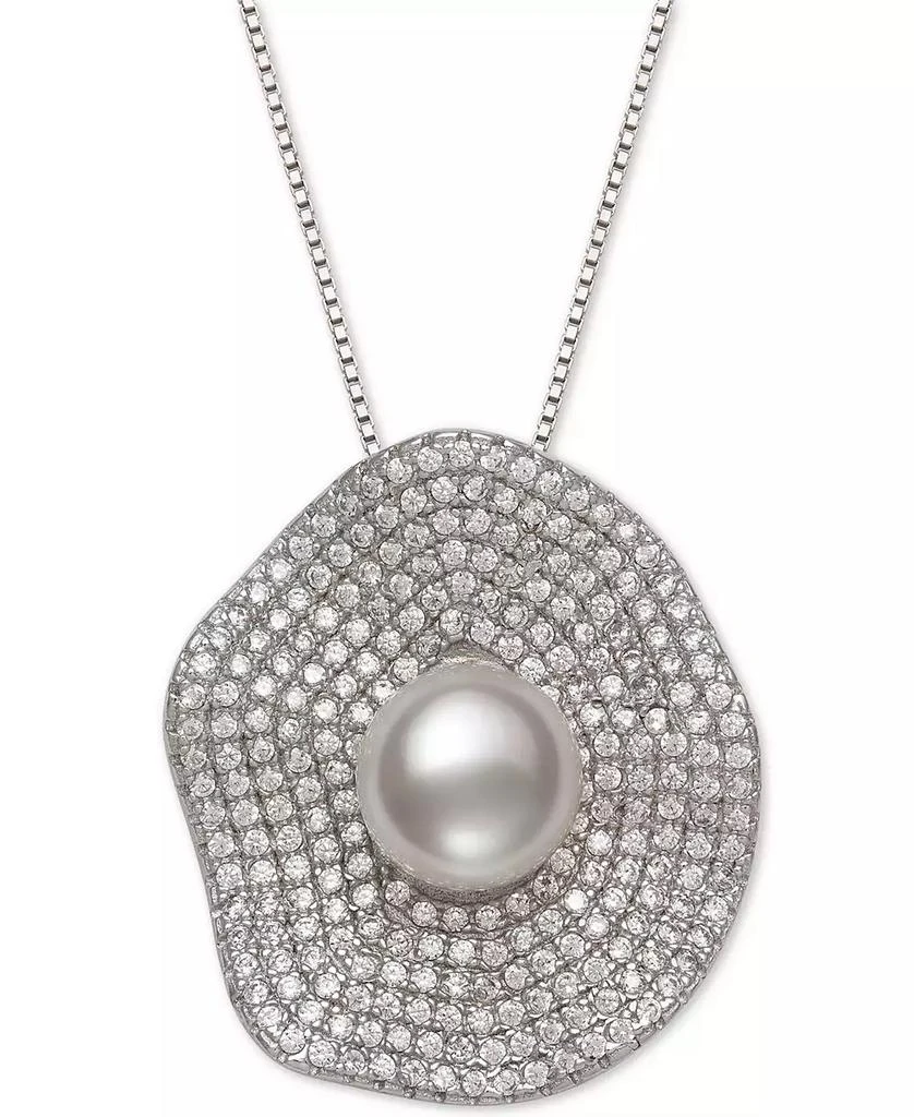 商品Belle de Mer|Cultured Freshwater Pearl (8mm) & Cubic Zirconia 18" Pendant Necklace in Sterling Silver,价格¥374,第1张图片