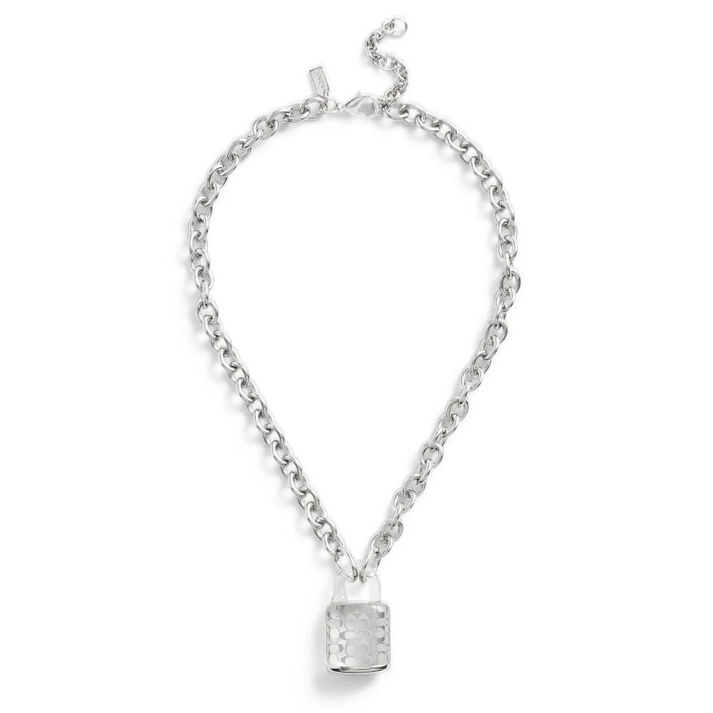 商品Coach|Clear Resin Signature Quilted Lucite Padlock Pendant Necklace,价格¥1384,第2张图片详细描述