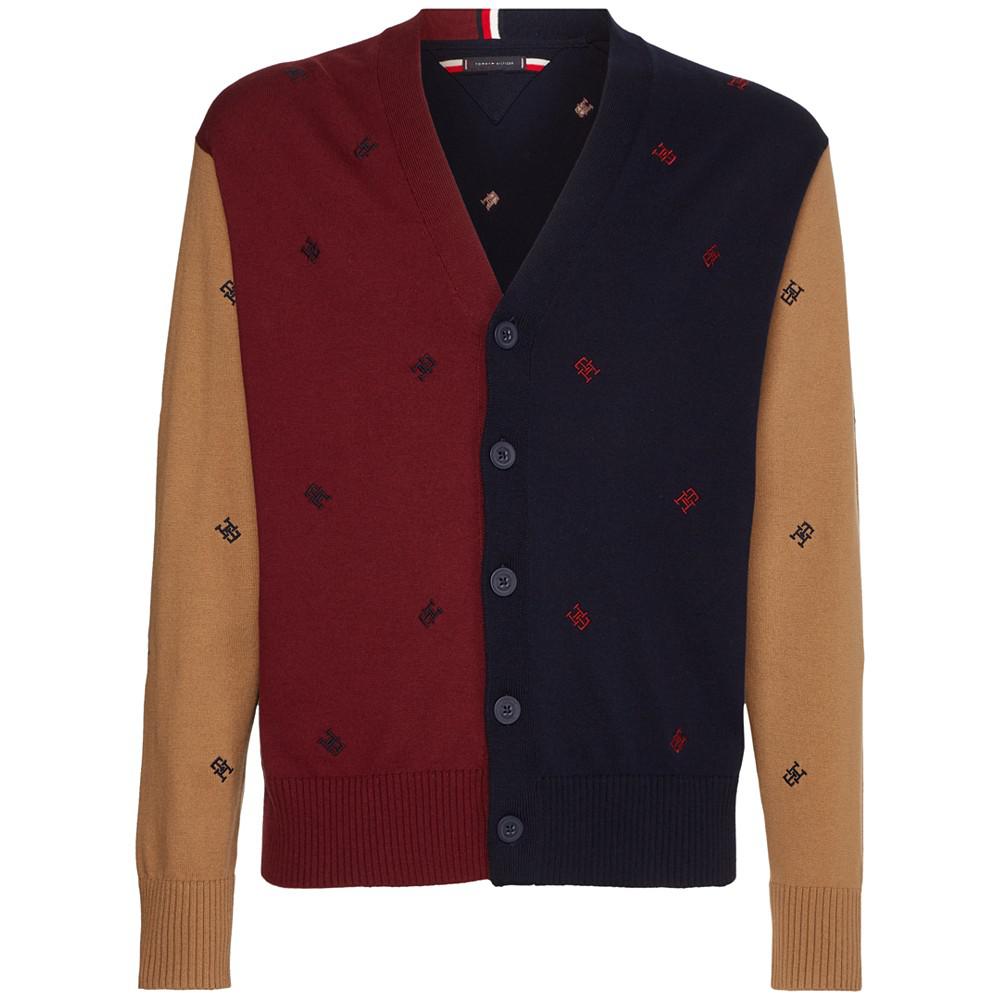 Men's Monogram Color Block Cardigan Sweater商品第5张图片规格展示