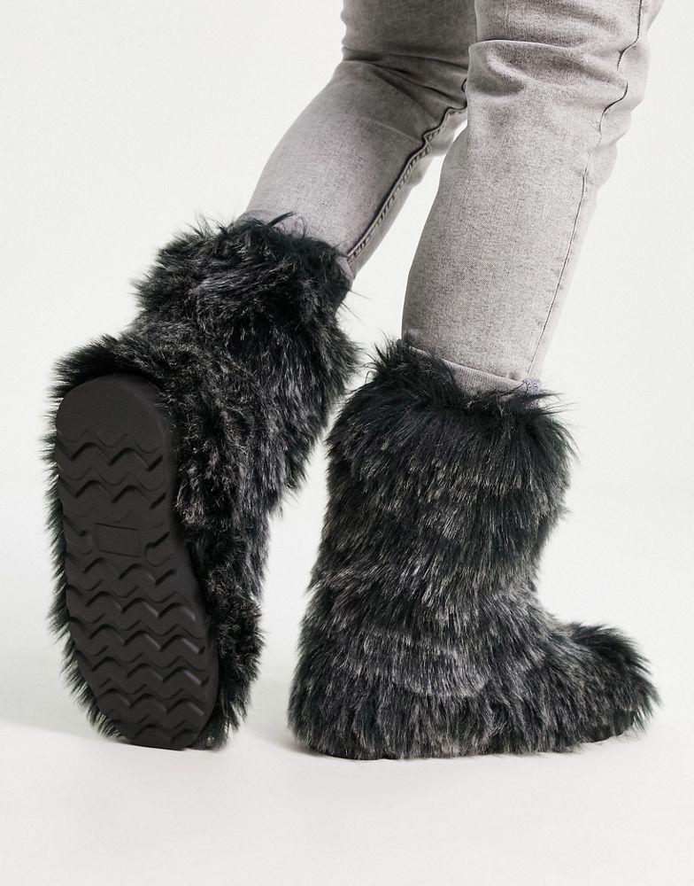 ASOS DESIGN faux fur calf boot in black商品第4张图片规格展示