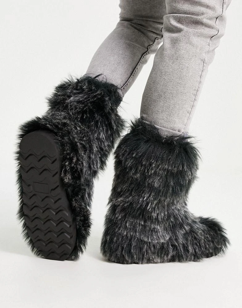 商品ASOS|ASOS DESIGN faux fur calf boot in black,价格¥398,第4张图片详细描述