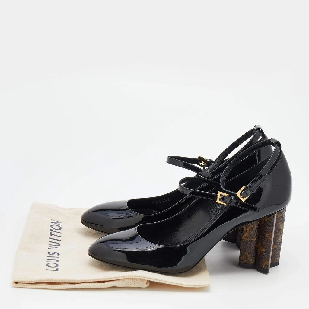Louis Vuitton Black Patent Leather Ankle Strap Block Heel Pumps Size 40 商品