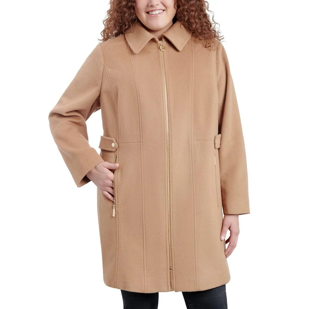 商品Michael Kors|Women's Plus Size Club-Collar Zip-Front Coat,价格¥1286,第1张图片