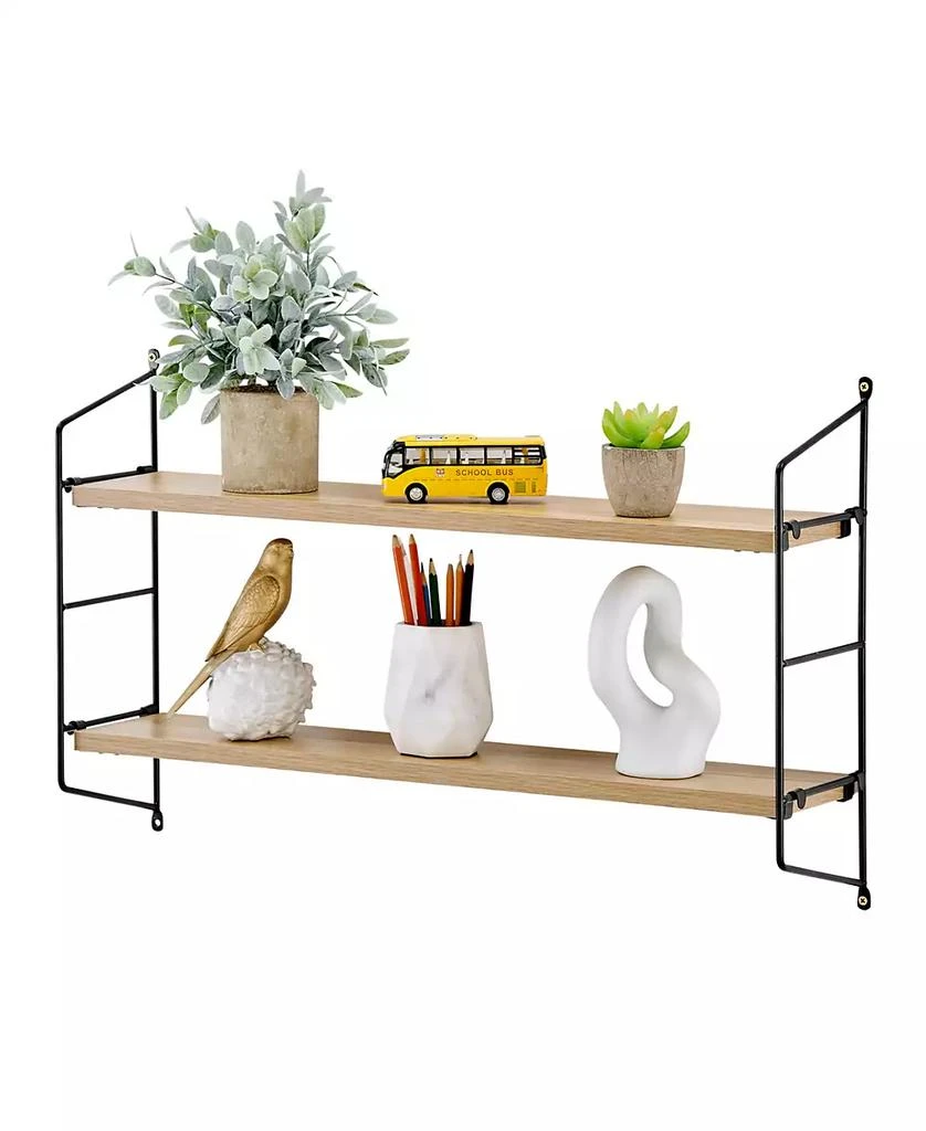 商品Danya B|Severini Floating Bracket Farmhouse Two-Tier Wall Shelf, Black,价格¥260,第3张图片详细描述