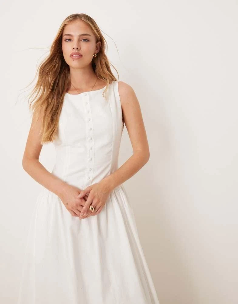 商品Kiss The Sky|Kiss The Sky drop waist waistcoat maxi dress in off white,价格¥575,第3张图片详细描述