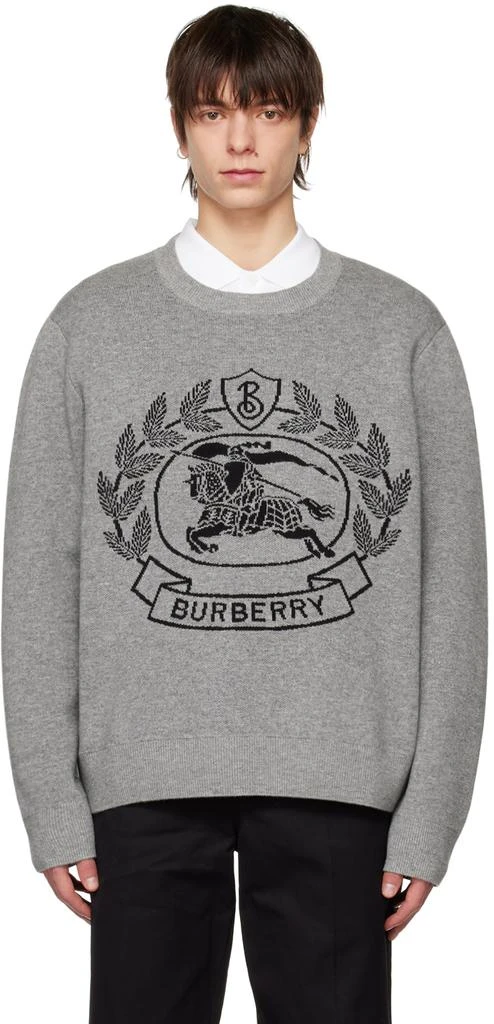商品Burberry|Gray Jacquard Sweater,价格¥8487,第1张图片
