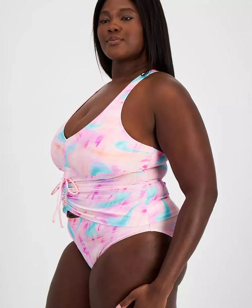 商品California Waves|Salt + Cove Trendy Plus Size Tie-Dye Drawstring Tankini Top, Created for Macy's,价格¥156,第3张图片详细描述