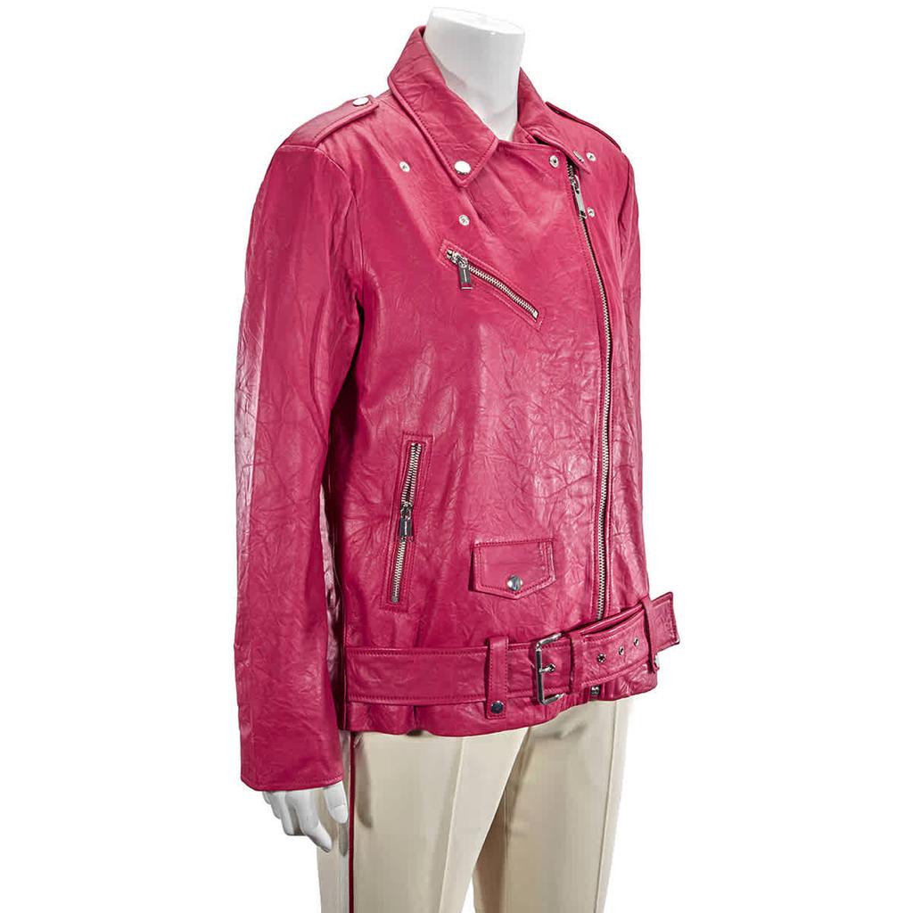 Michael Kors Ladies Crinkled Leather Moto Jacket, Size Medium商品第2张图片规格展示