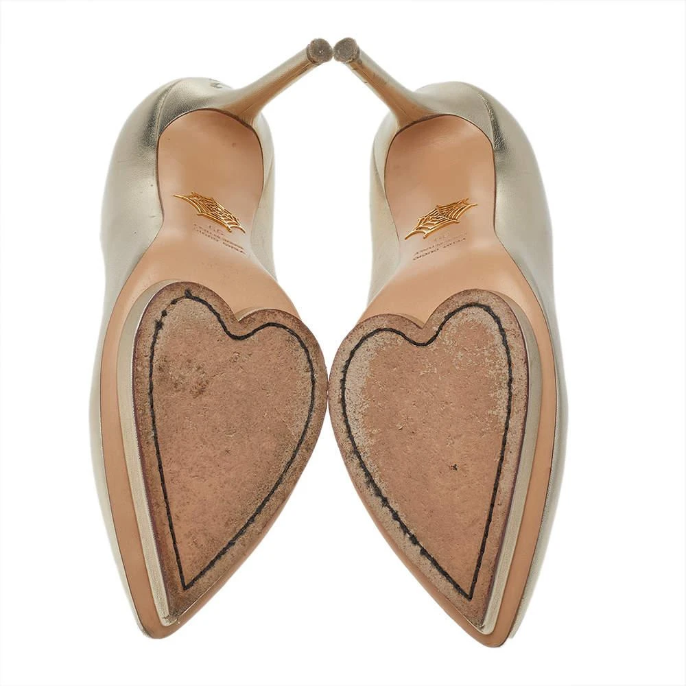 Charlotte Olympia Metallic Gold Leather Monroe Pumps Size 39 商品