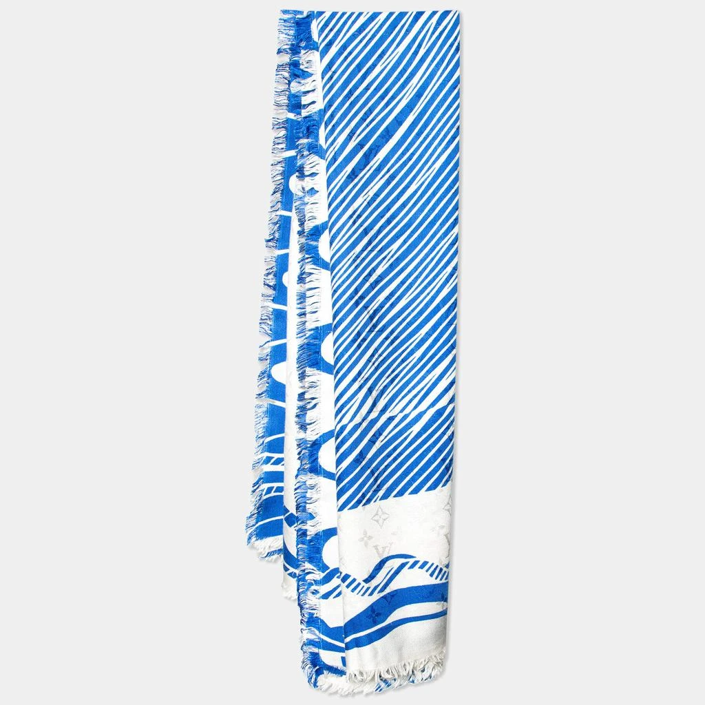 商品[二手商品] Louis Vuitton|Louis Vuitton Light Grey & Blue Bag Printed Silk & Wool Scarf,价格¥3431,第1张图片