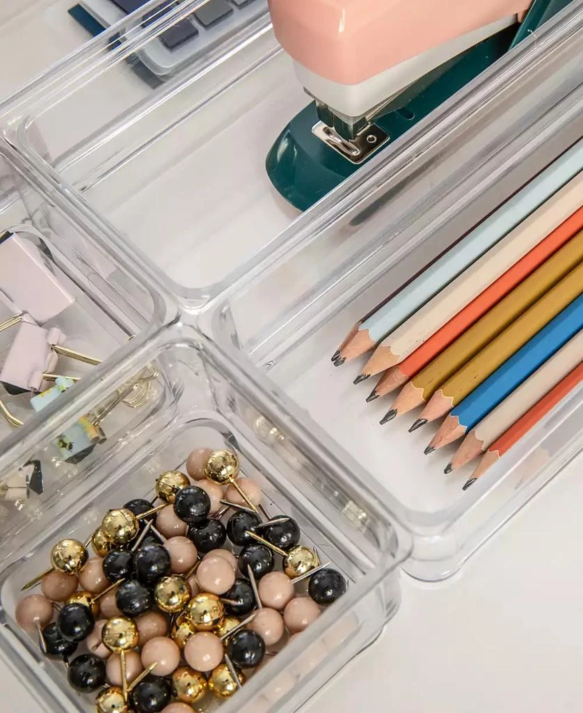 商品Martha Stewart|Miles Plastic Stackable Office Desk Drawer Organizers, Various Sizes, 6 Compartments,价格¥163,第5张图片详细描述