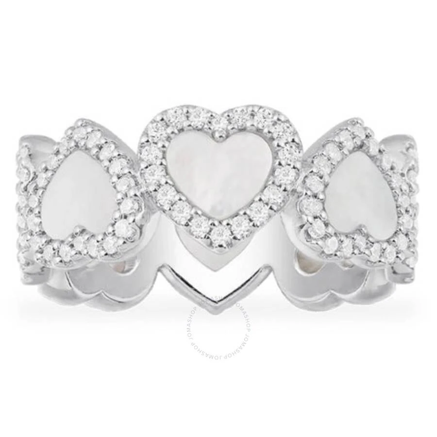 商品apm Monaco|Sterling Silver Nacre Full Heart Paved Ring,价格¥456,第1张图片