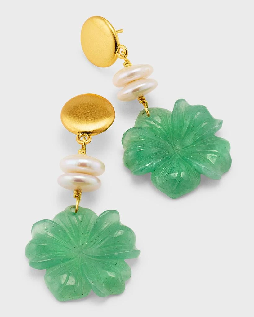 商品NEST Jewelry|Jade Aventurine Flower Drop Earrings,价格¥976,第3张图片详细描述