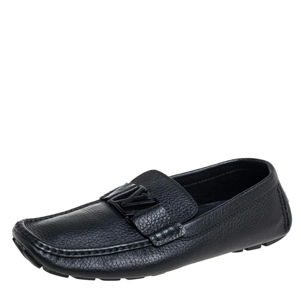 商品[二手商品] Louis Vuitton|Louis Vuitton Black Leather Monte Carlo Slip On Loafers Size 42.5,价格¥3695,第1张图片